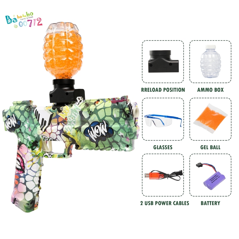 Gel Blaster Toy Gecko graffiti Electric Splatter Bullet Shoot for Kids Toy Gun(US Buyer only))