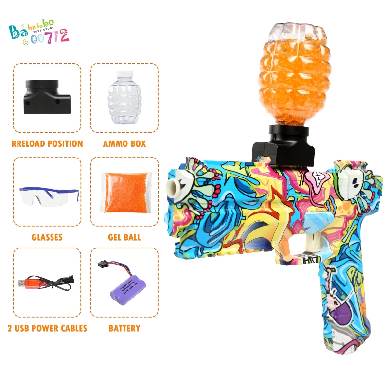 Gel Blaster Toy Gecko graffiti Electric Splatter Bullet Shoot for Kids Toy Gun(US Buyer only))