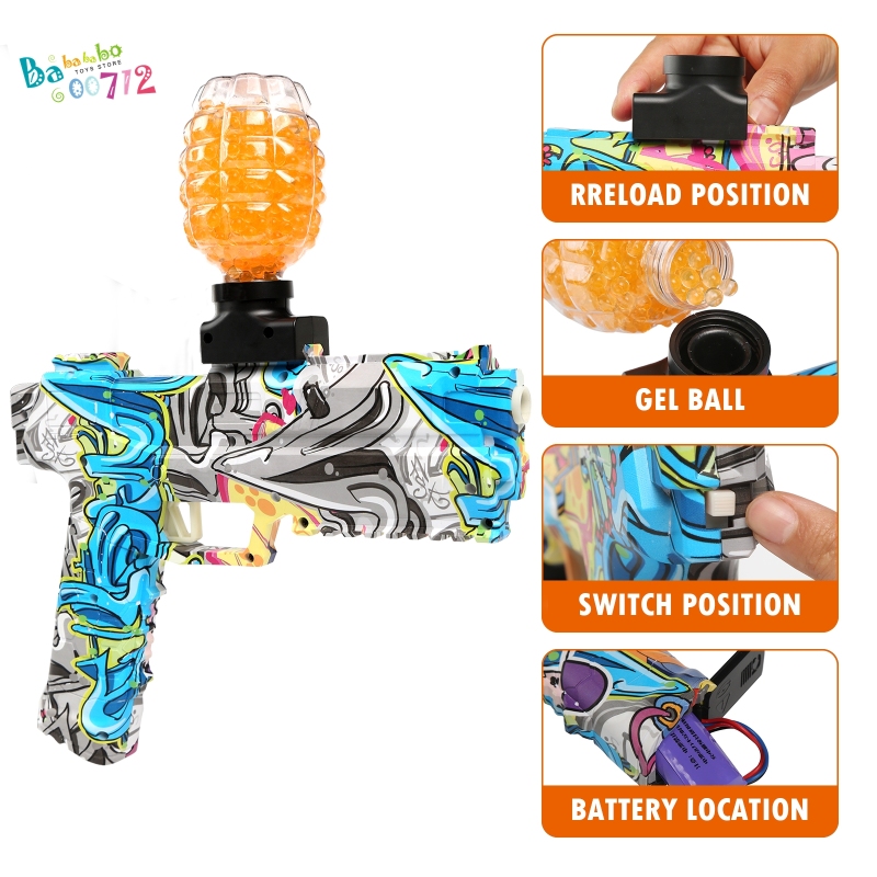 Gel Blaster Toy Gecko graffiti Electric Splatter Bullet Shoot for Kids Toy Gun(US Buyer only))