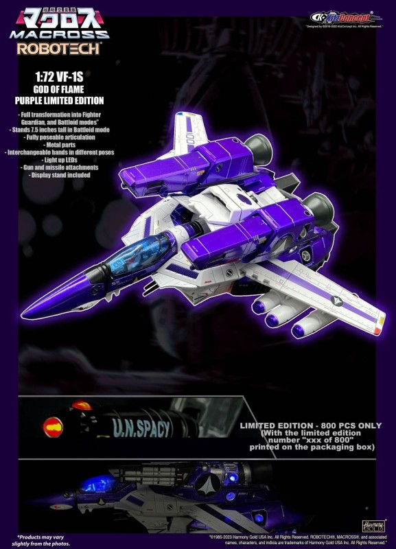 Pre-Order  KitzConcept 1/72 Macross VF-1S God of Flame Purple Limited Edition w/ Fast Pack Armor