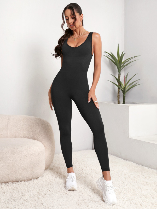 ins seamless knitted one-piece yoga jumpsuit shock-proof vest tight trousers high elastic jumpsuit sportswear