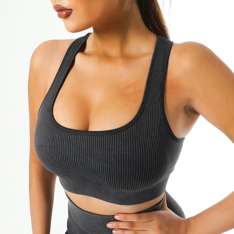 Ready-made frosted sports bra for women's outer wear all-in-one beautiful back running quick-drying sports vest shock-proof women's fitness clothing