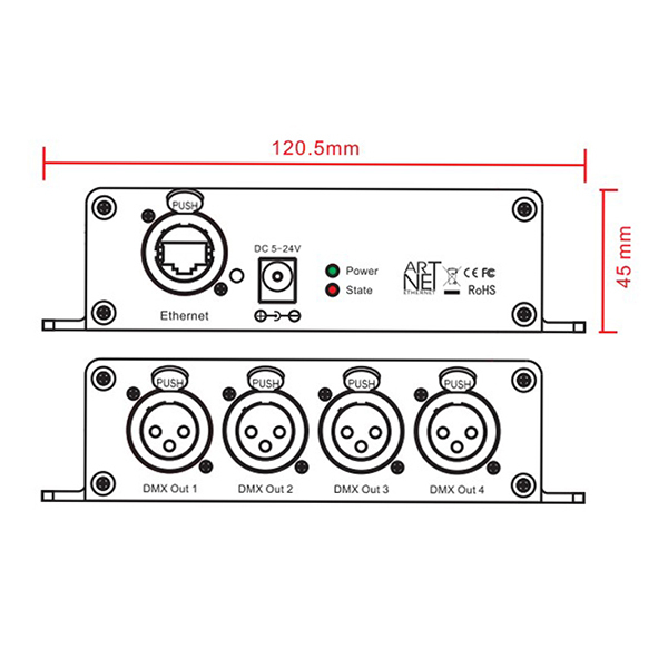 Artnet Wireless control to DMX 1024 2 output DMX Lighting controller