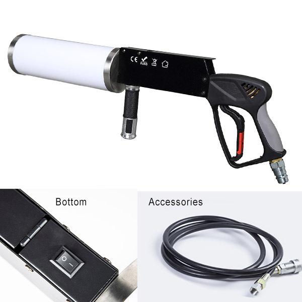 LED CO2 Gun for dj fogger CO2 Jet machine with rgb color changing handhold led co2 launcher flashlight