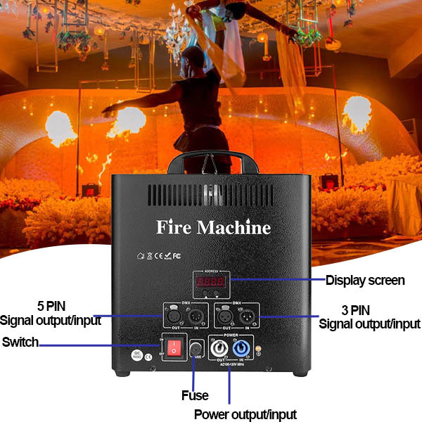 3 Head DMX512 Fire Machine 5 Channels Flame Projector stage flame machine LCD display