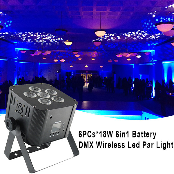 6PCs*18W RGBWAUv 6in1 WiFi wireless DMX battery led par light