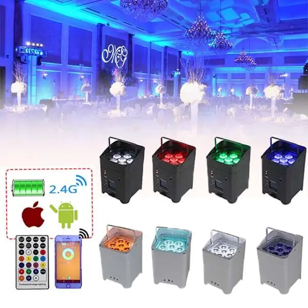 Free Shipping 8pcs 6*18w rgbAuV Wireless led uplights with 2 soft bag