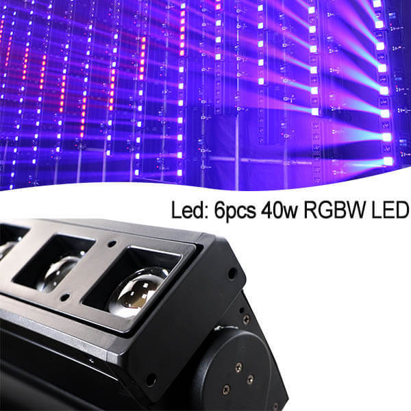 6x40w rgbw 4in1 zoom pixel moving beam bar