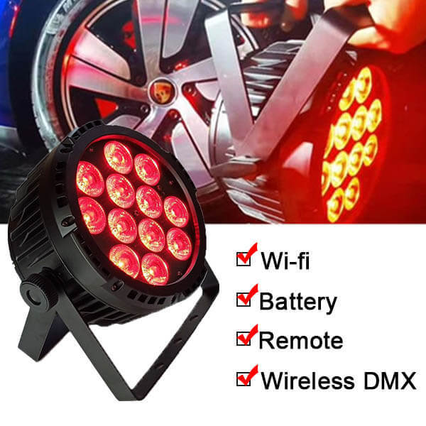 12*18W  6in1 IP65 battery powered wifi wireless dmx led par with remote control