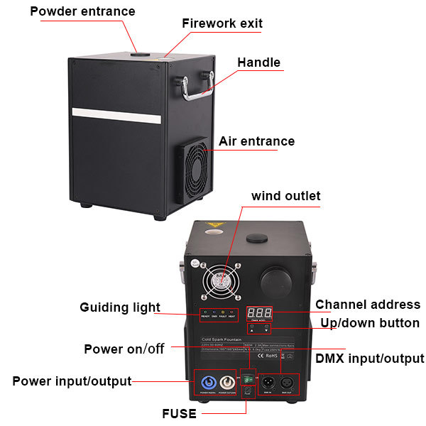 Free Shipping sparkular machine 650W black or white cold sparklers machine