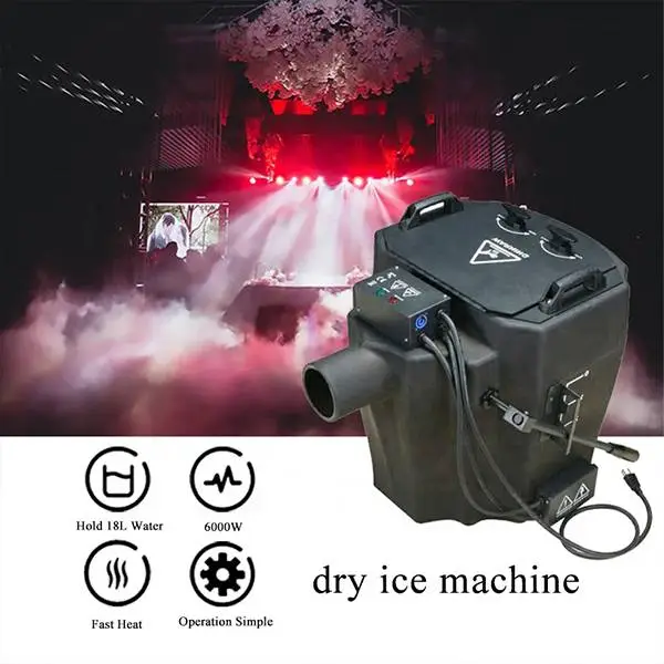 Free Shipping 6000w/3500w  low fog adjustable dry ice machine with wheeled cart.