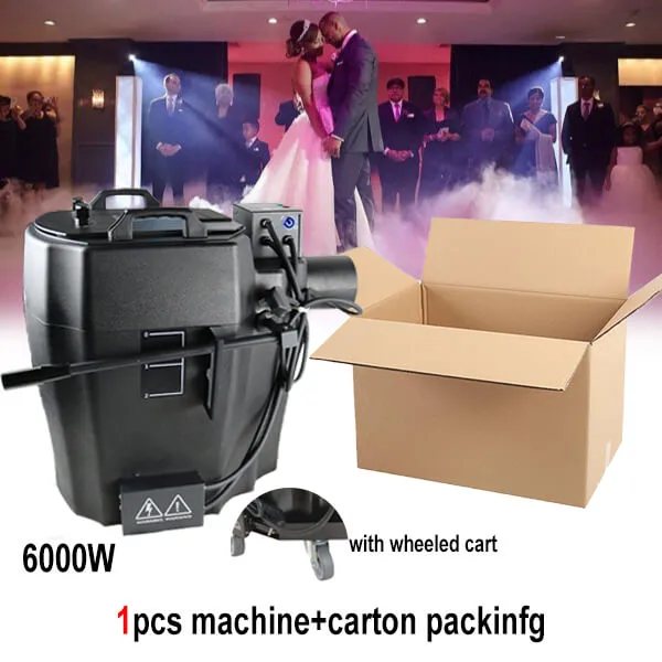 Free Shipping 3500W/6000w low fog adjustable dry ice machine with wheeled cart