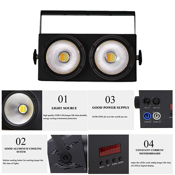 2PCs 100w warm white cob led blinder Pars 2 eyes audience blinder light