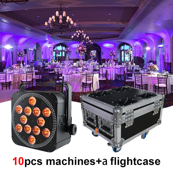 Free Shipping 12*18w rgbwauv wireless battery Dmx led par lights