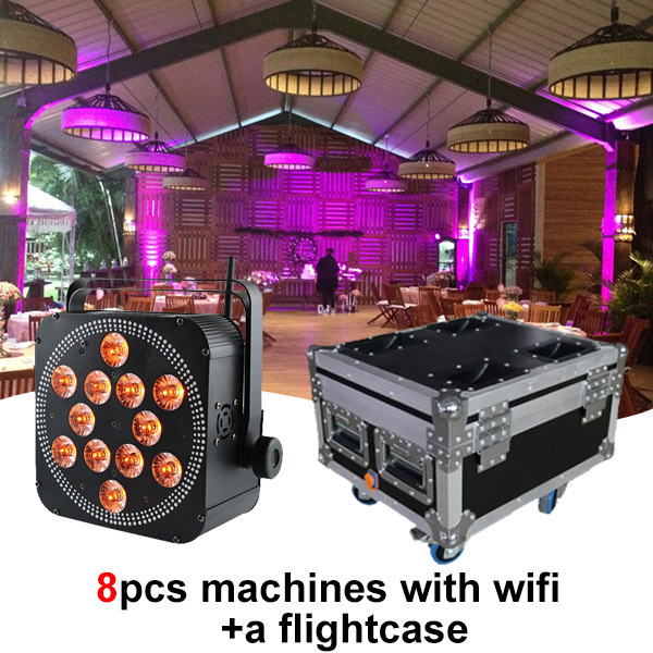 Free Shipping 12*18w rgbwauv wireless battery Dmx led par lights