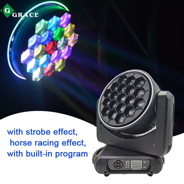 19x40w bee eye zoom beam wash led moving head