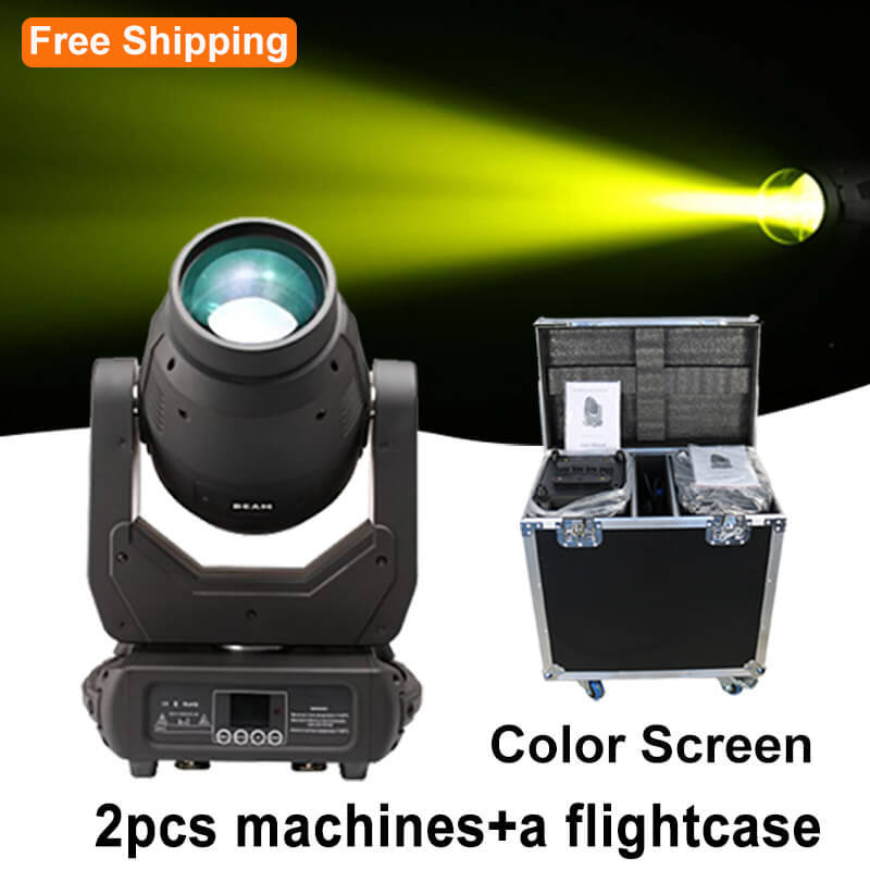 Free Shipping 2pcs 250W LED Moving  Head Light Beam Stage Light Led Dmx Dj Light For wedding Disco Stage with flycase