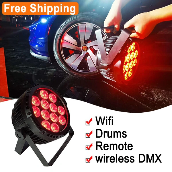 Free Shipping 12*18W 6in1 IP65 battery powered wifi wireless dmx led par with remote control