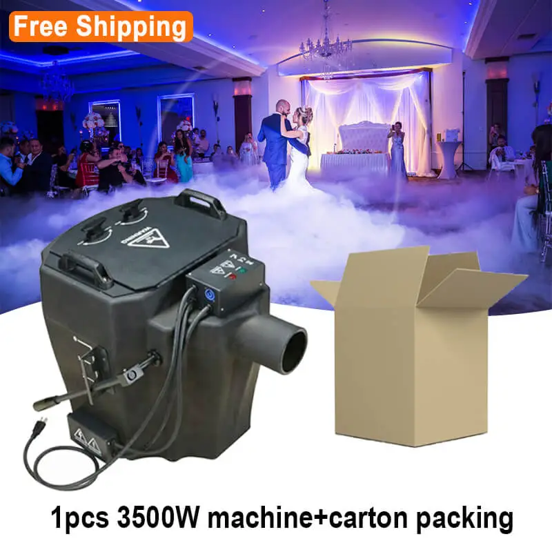 Free Shipping 6000w/3500w  low fog adjustable dry ice machine with wheeled cart.