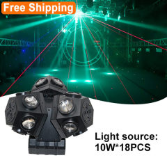 Free Shipping 3 heads RGB beam laser 18x10W led beam moving head stage lighting
