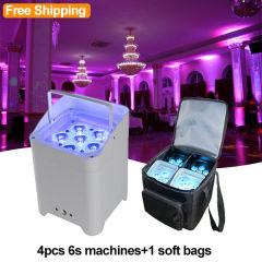 Free Shipping 18W 6in1 rgbwauv wireless battery led uplight