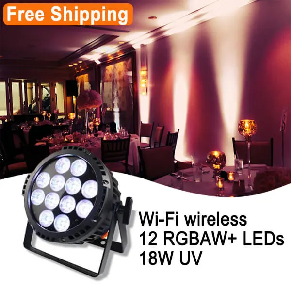 Free Shipping 12*18W 6in1 IP65 battery powered wifi wireless dmx led par with remote control