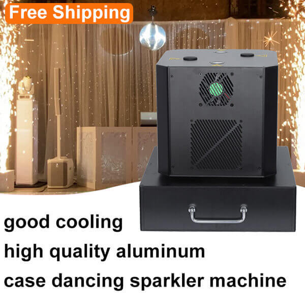Free Shipping Combination packaging Dual Nozzel 360 degree infinite rotation moving head Cold Spark Machine with Remote control