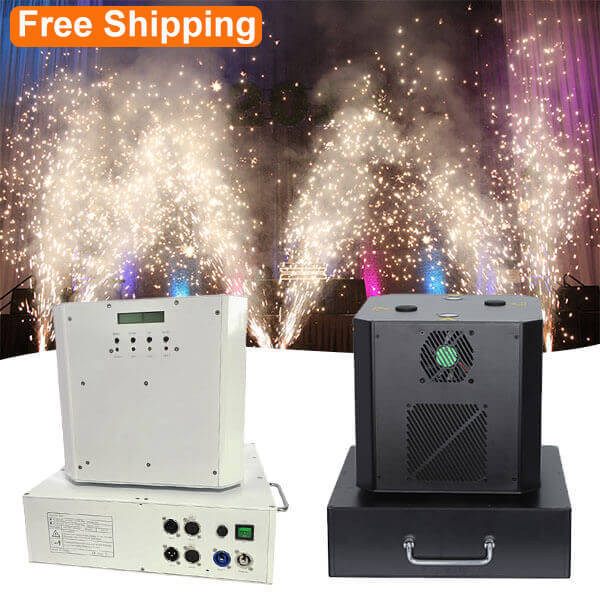 Free Shipping Combination packaging Dual Nozzel 360 degree infinite rotation moving head Cold Spark Machine with Remote control