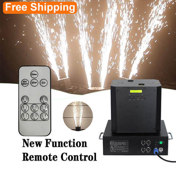 Free Shipping Combination packaging Dual Nozzel 360 degree infinite rotation moving head Cold Spark Machine with Remote control