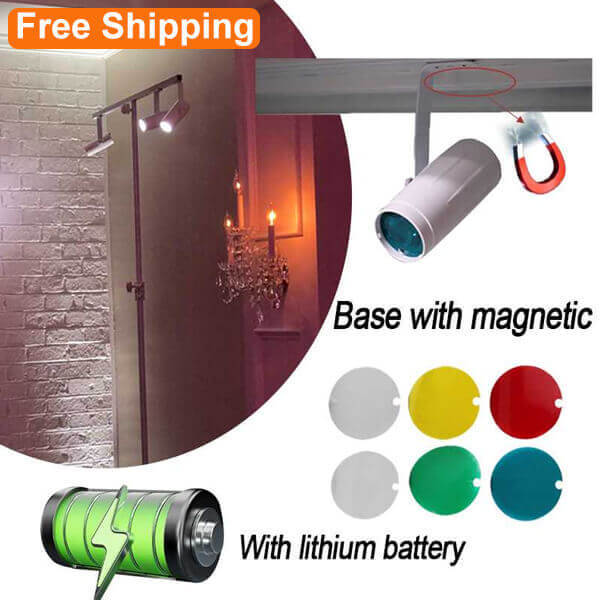 Free shipping 20pcs carton packing/ magnetic battery led pinspot