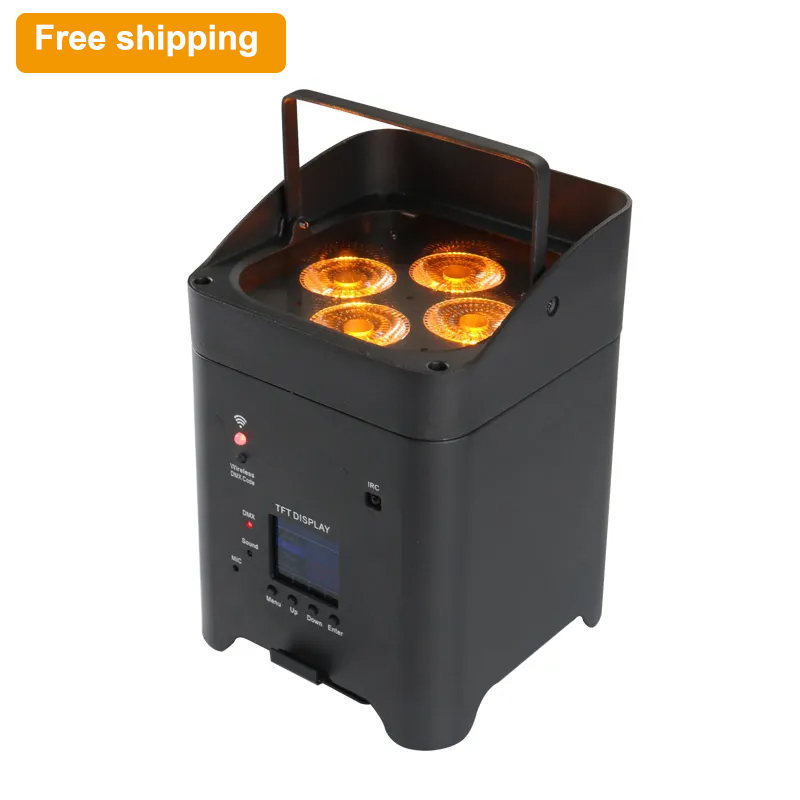 Free shipping 8PCs 4*18W RGBWAUv 6in1 Wireless Battery LED Uplights
