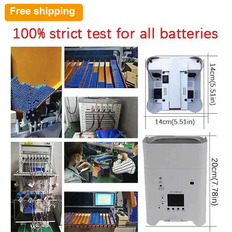 Free shipping 8PCs 4*18W RGBWAUv 6in1 Wireless Battery LED Uplights
