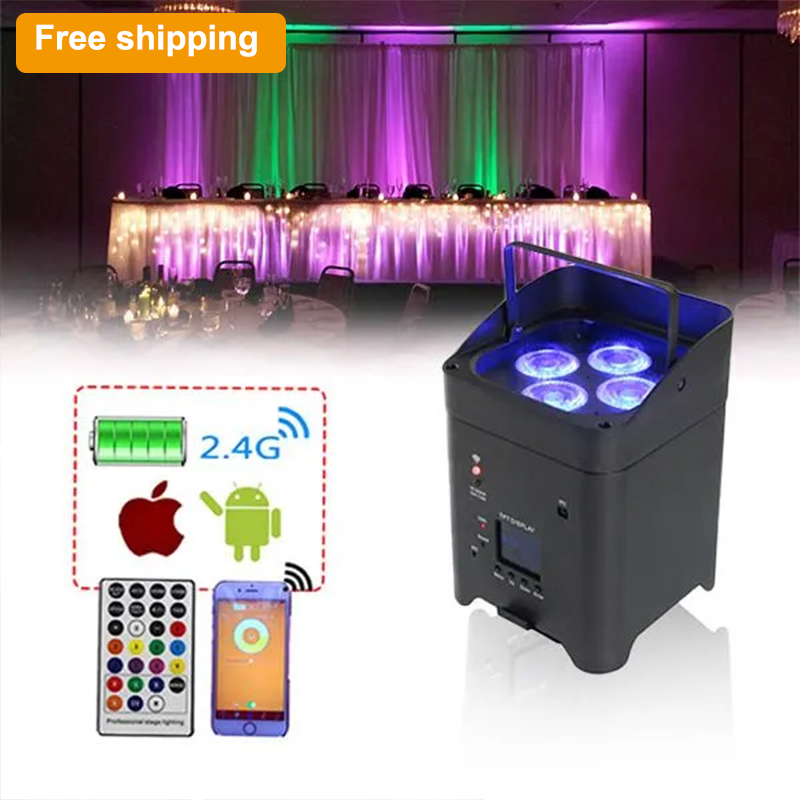 Free shipping 8PCs 4*18W RGBWAUv 6in1 Wireless Battery LED Uplights