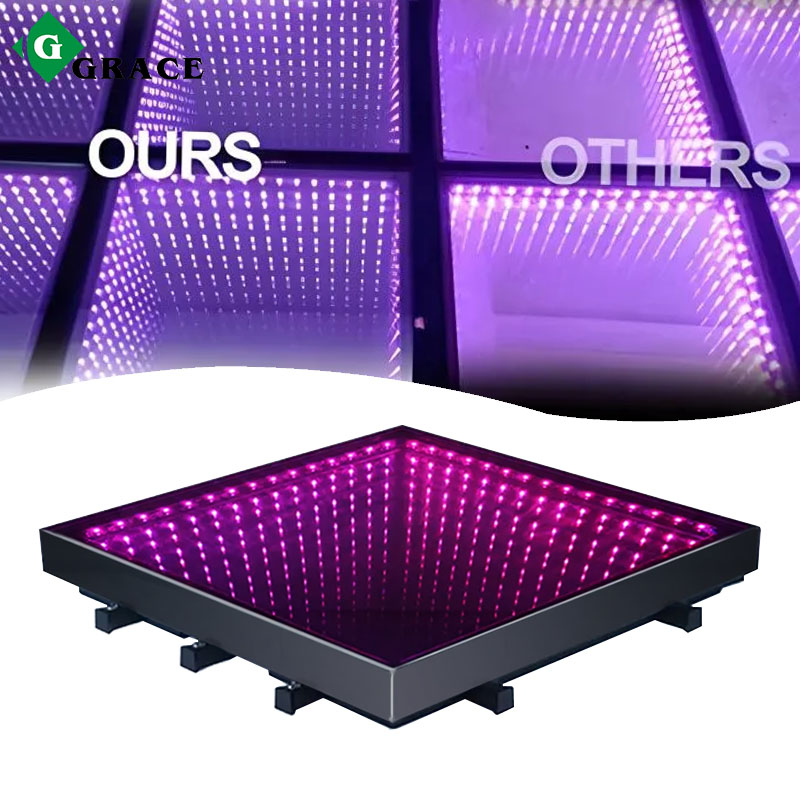 Interactive Mirror 3D LED Dance Floor Wedding Event LED Panel Lights