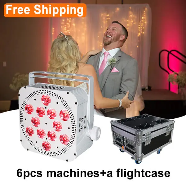 Free Shipping 12*18w rgbwauv wireless battery Dmx led par lights