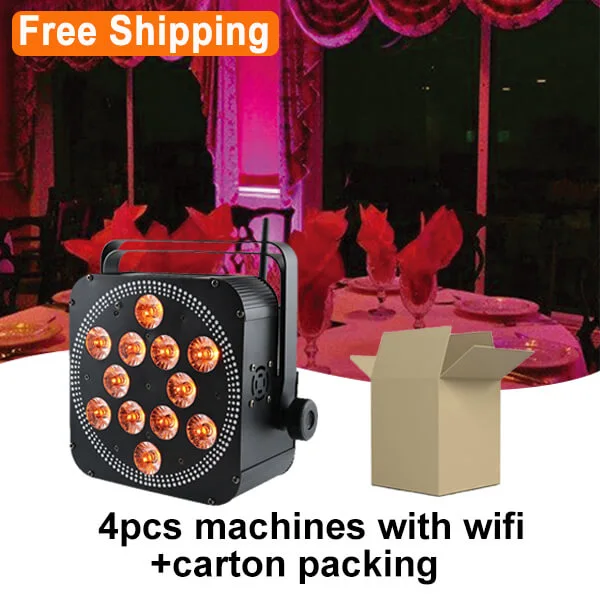Free Shipping 9*18w rgbwauv  6in1 wifi wireless dmx remote control  battery powered led par