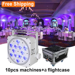 Free Shipping 12*18w rgbwauv wireless battery Dmx led par lights