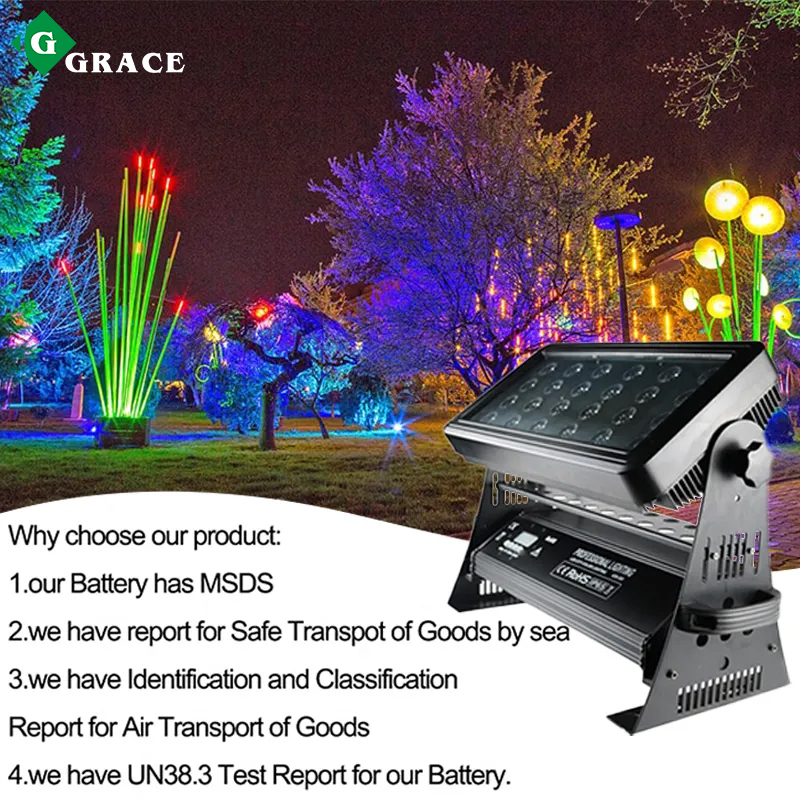 24pcs*18w 6in1 rgbwauv waterproof  wireless dmx battery party led city color light