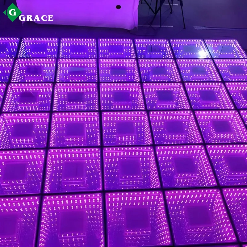 Monoblock tempered glass 3D mirror RGB panels Interactive led dance floor