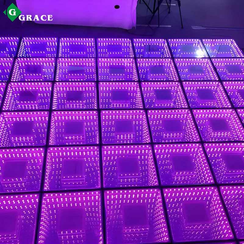 Monoblock tempered glass 3D mirror RGB panels led dance floor