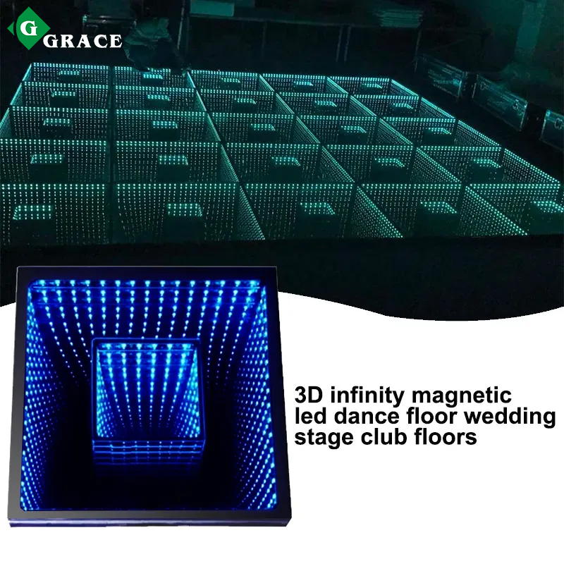 Wireless 3D Mirror Magnetic LED Dance Floor Disco Wedding Portable LED Dancefloor