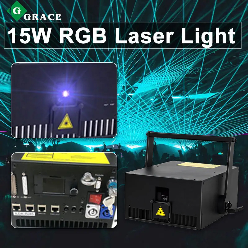 Grace Stage Lighting 15W High Quality Animation RGB Laser Show Light