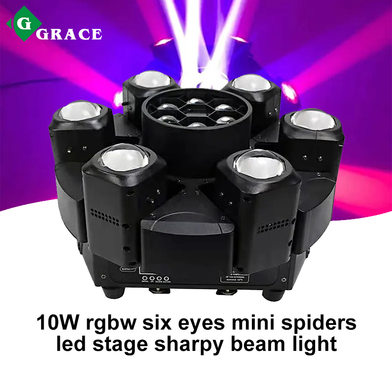 10W rgbw six eyes mini spiders led stage sharpy beam light