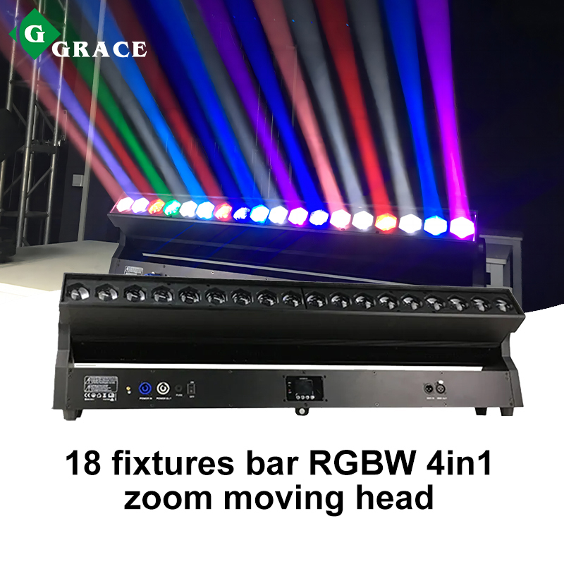 18 fixtures bar RGBW 4in1 zoom moving head