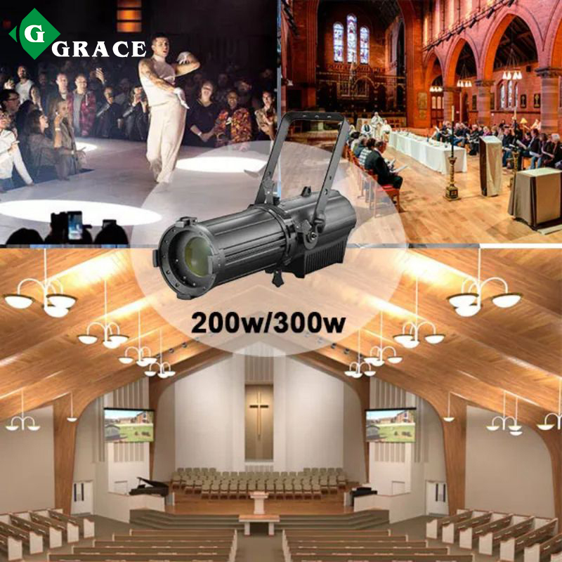 200W die casting aluminum manual zoom led profile spot light