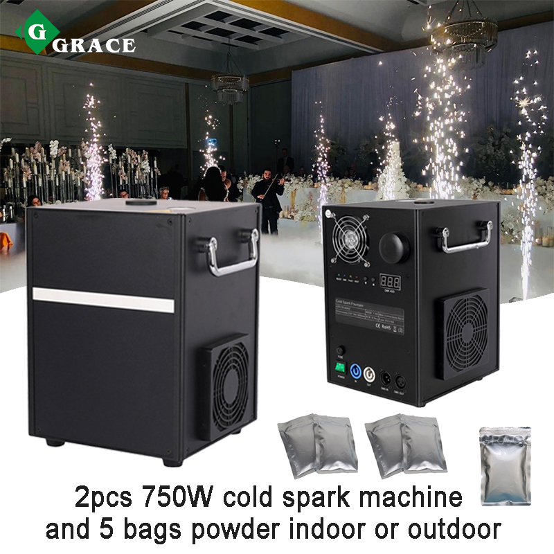 2 pcs 750W cold spark machine and 5 bags powder indoor or outdoor