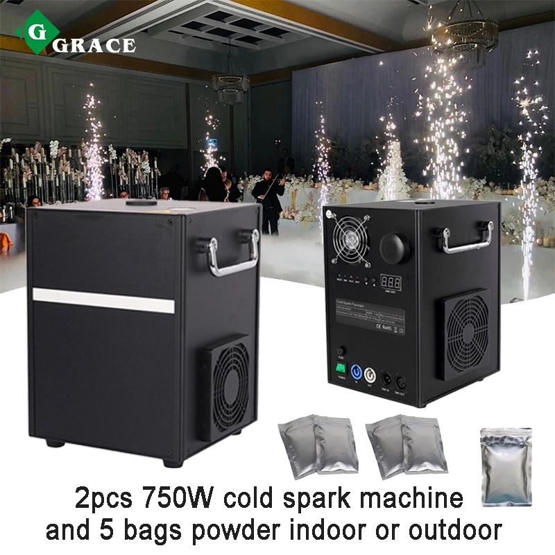 2pcs 750W cold spark machine and 5 bags powder indoor or outdoor