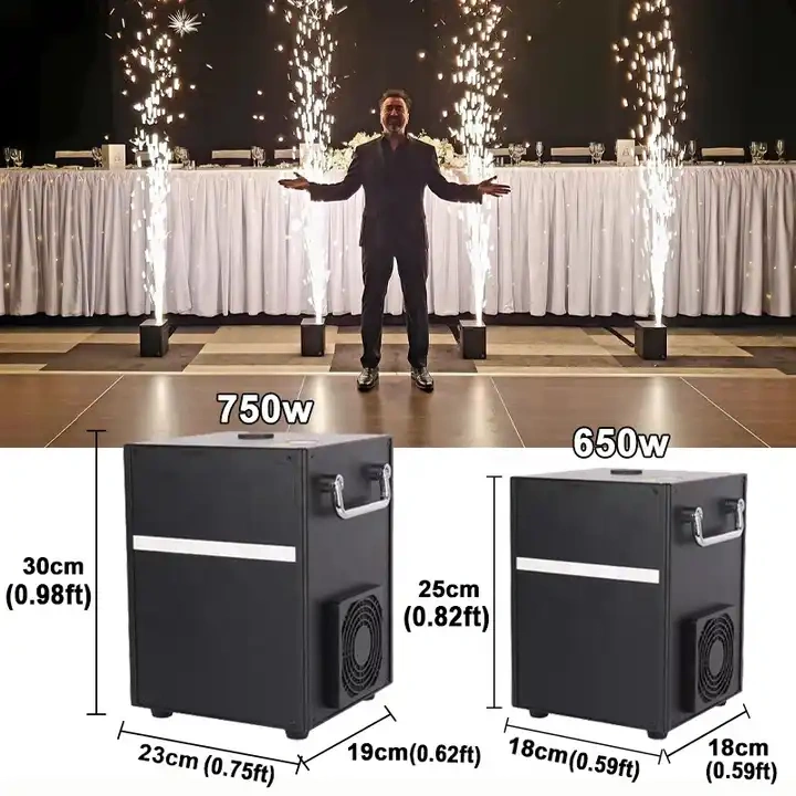2pcs 750W cold spark machine and 5 bags powder indoor or outdoor