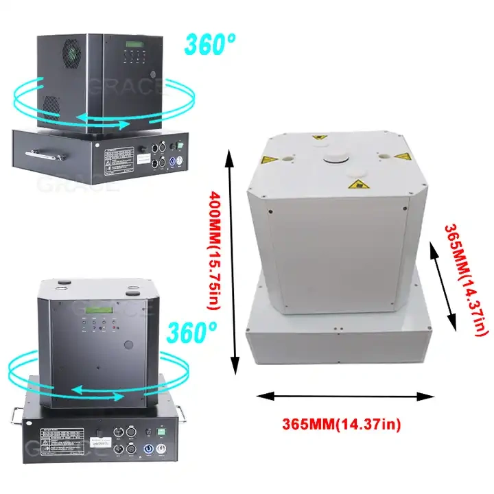 Dual Nozzel 360 degree infinite rotation moving head Cold Spark Machine with Remote control ;  white/ black