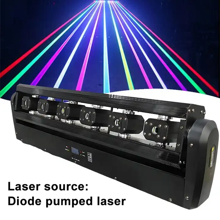 Moving Head Beam Laser 6 Heads Blue 500mw Laser Light Moving Bar